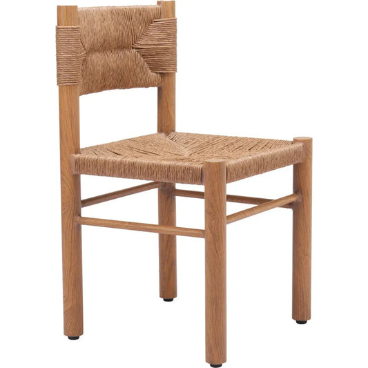 Iska Natural Wood Armless Dining Chair 2PC-Outdoor Dining Chairs-Zuo Modern-LOOMLAN