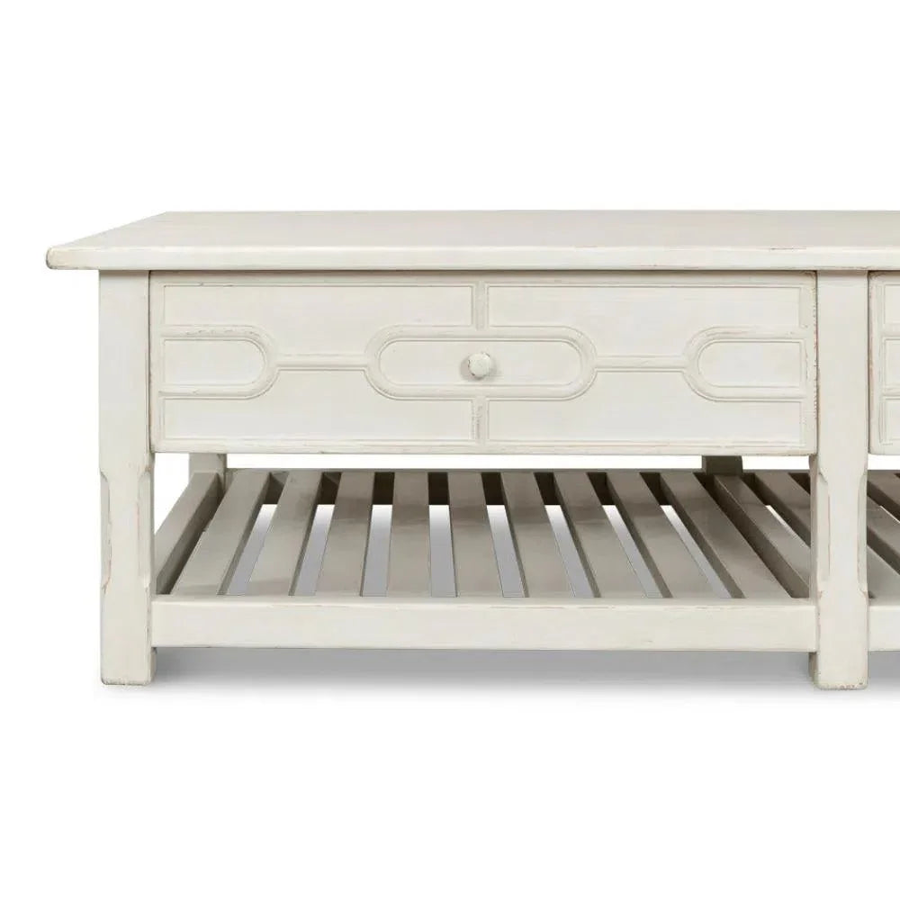 Isla Coffee Table Antique White - LOOMLAN - Sarreid - Coffee Tables