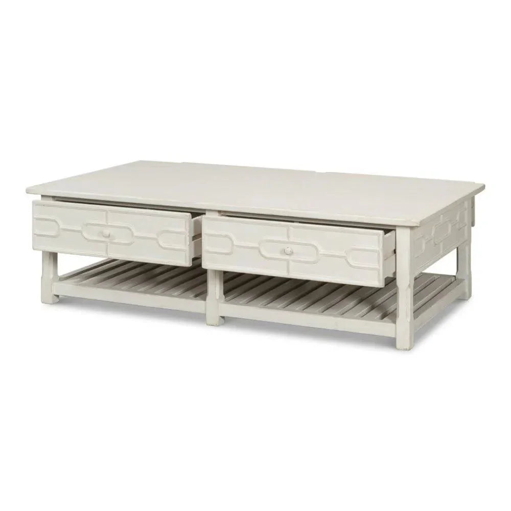 Isla Coffee Table Antique White - LOOMLAN - Sarreid - Coffee Tables
