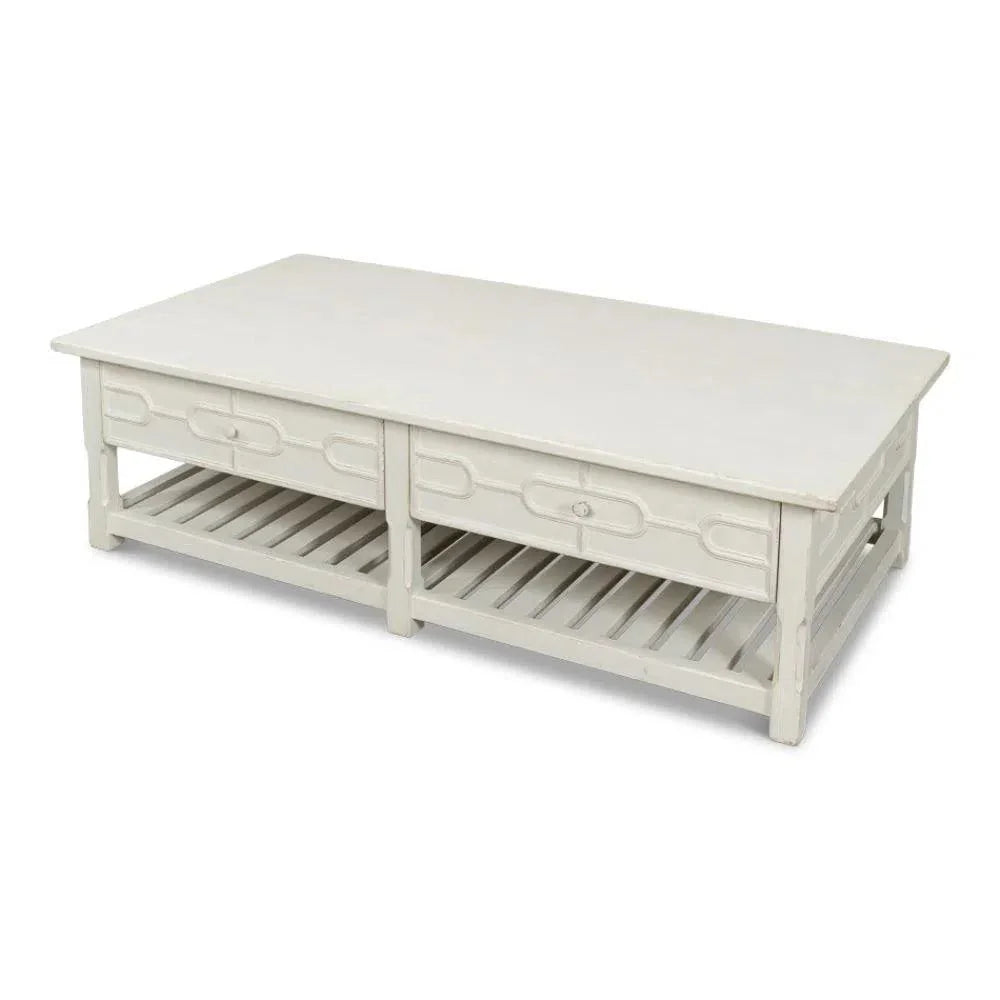 Isla Coffee Table Antique White - LOOMLAN - Sarreid - Coffee Tables