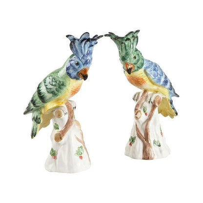 Italian Ceramic Made Hope Parrot Sculpture (Pr) - LOOMLAN - Chelsea House - Statues & Sculptures
