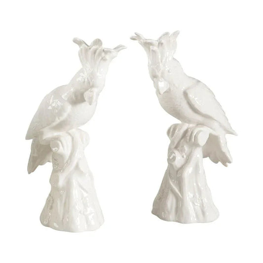 Italian Ceramic Made Hope Parrot Sculpture (Pr) - LOOMLAN - Chelsea House - Statues & Sculptures