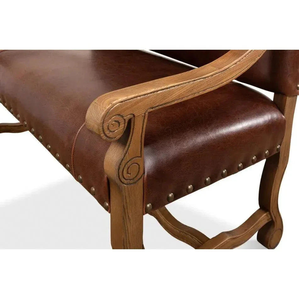 Italian Leather Settee - LOOMLAN - Sarreid - Accent Chairs