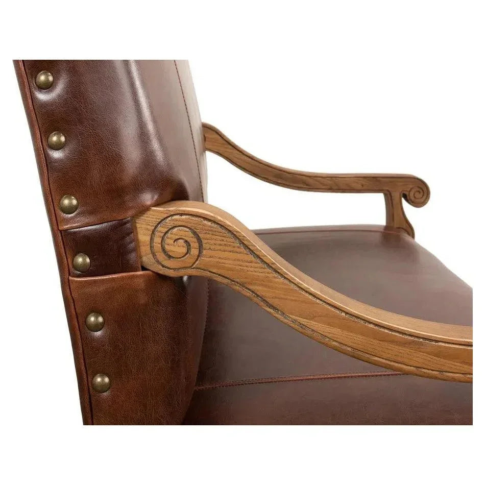 Italian Leather Settee - LOOMLAN - Sarreid - Accent Chairs