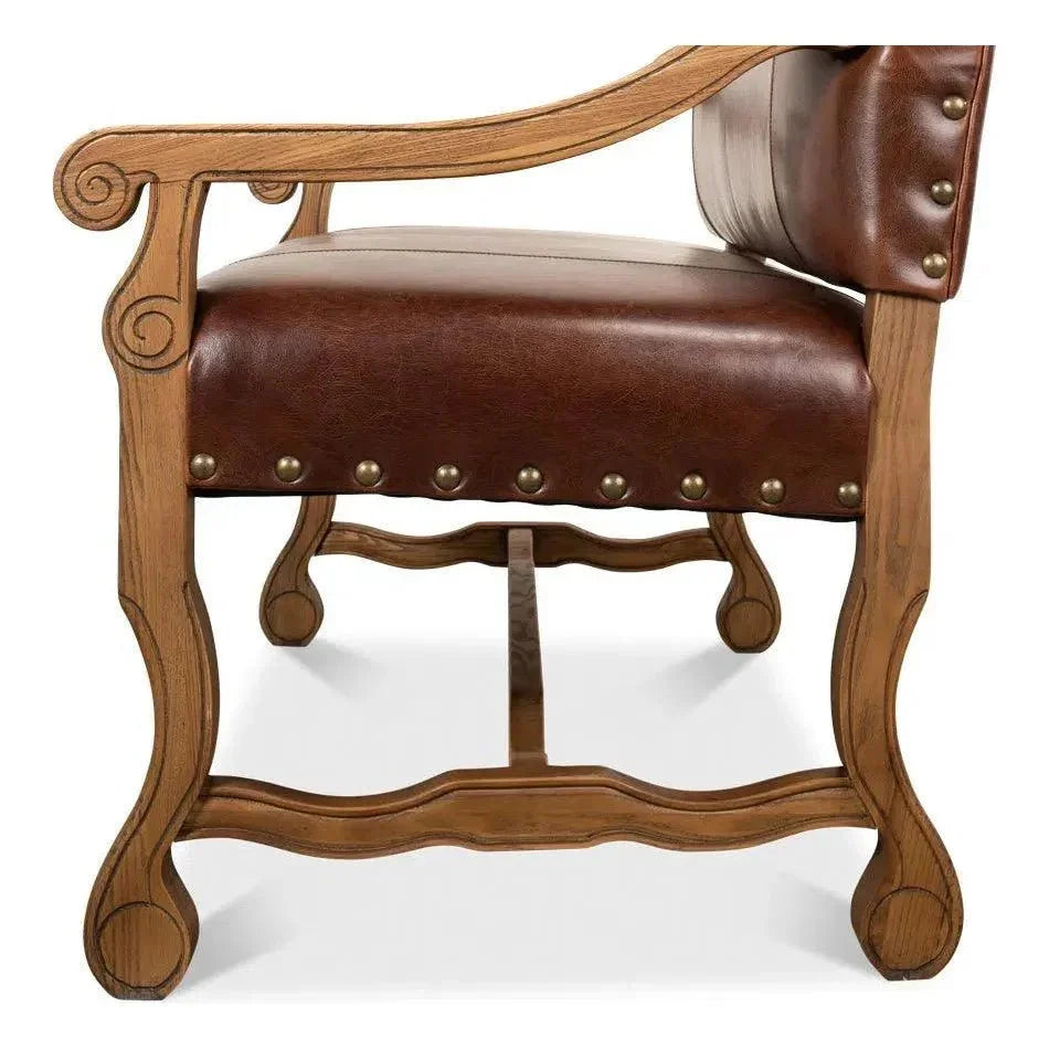 Italian Leather Settee - LOOMLAN - Sarreid - Accent Chairs
