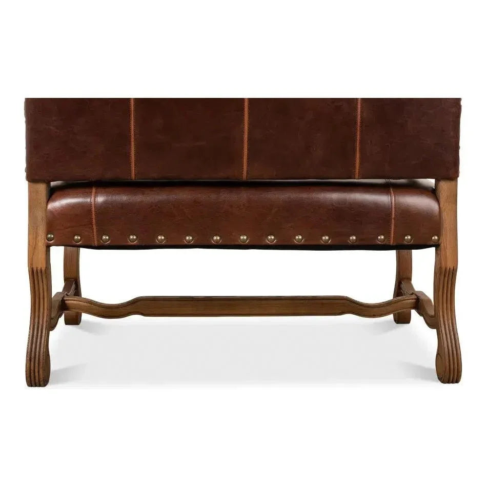 Italian Leather Settee - LOOMLAN - Sarreid - Accent Chairs