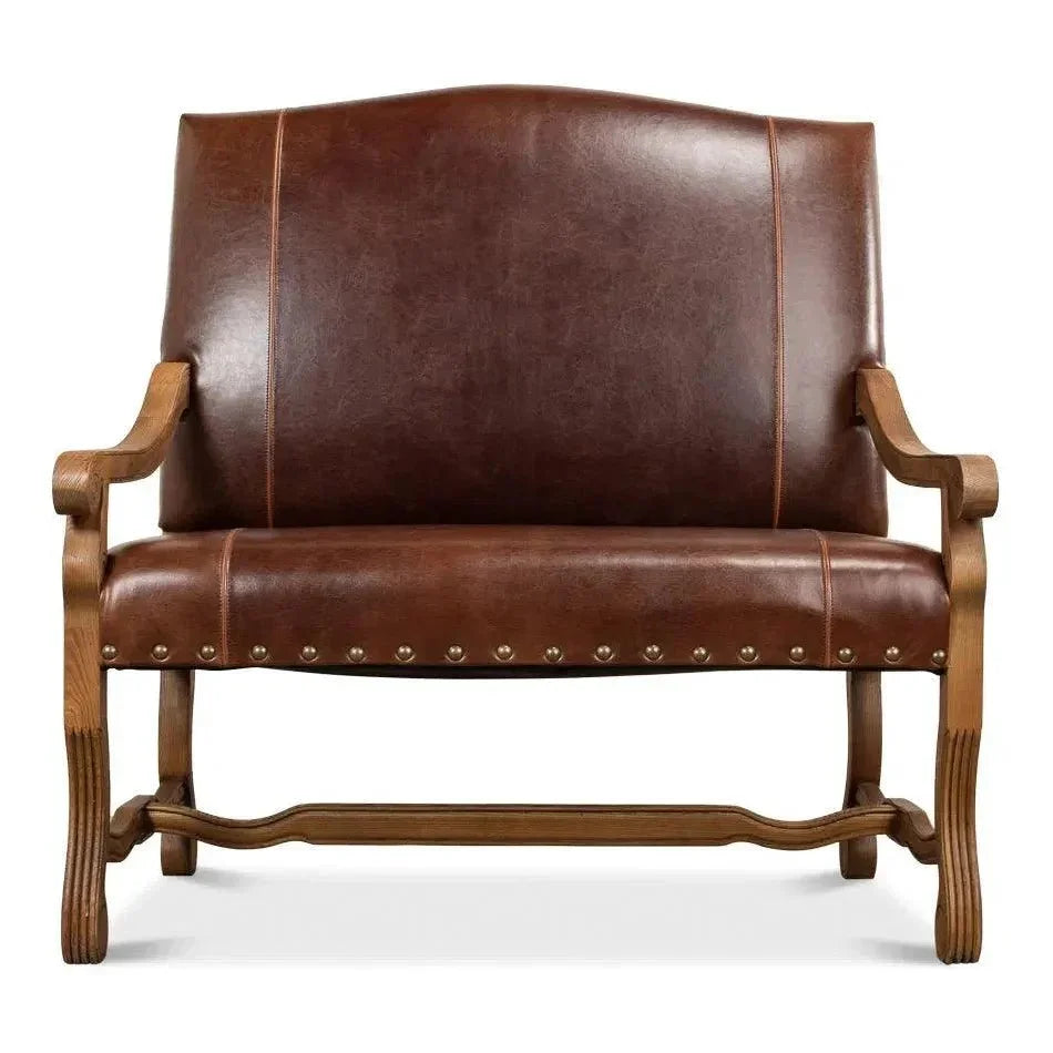 Italian Leather Settee - LOOMLAN - Sarreid - Accent Chairs