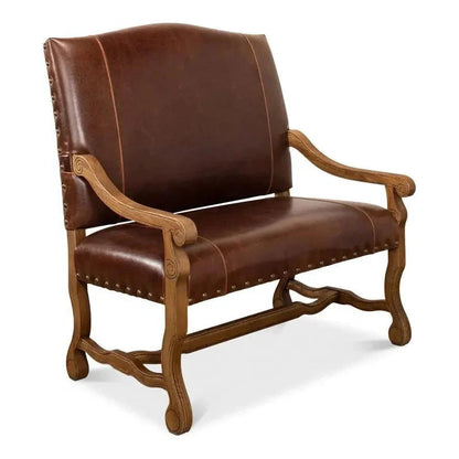 Italian Leather Settee - LOOMLAN - Sarreid - Accent Chairs