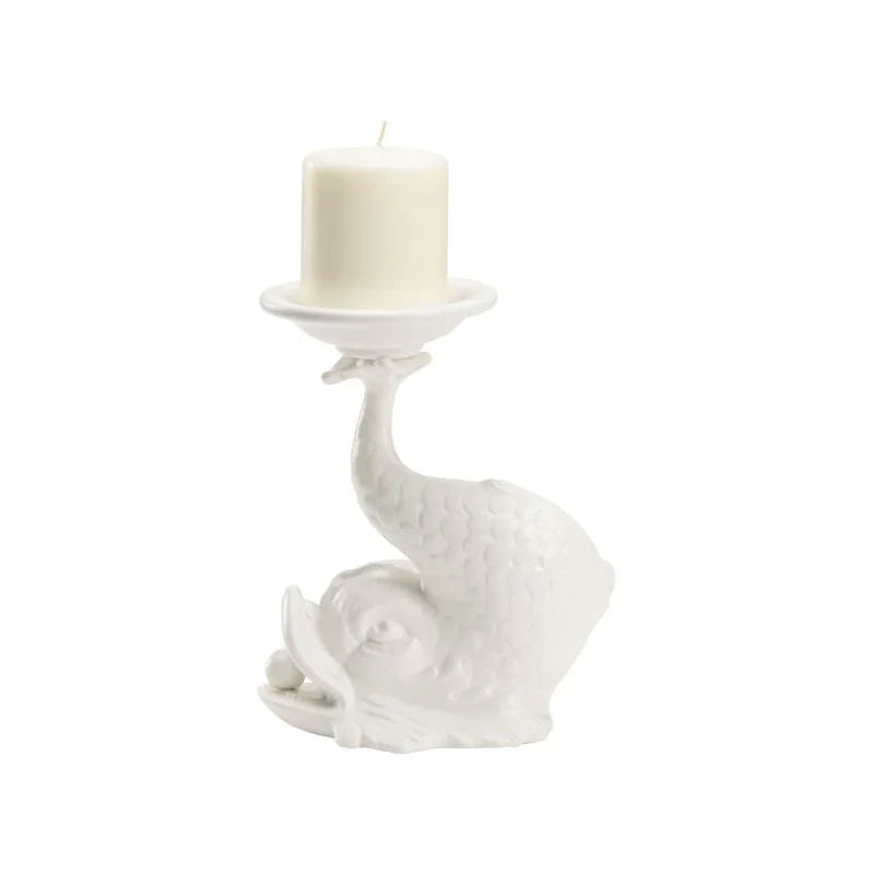Italian Renaissance Ceramic Dolphin Candleholder - LOOMLAN - Wildwood - Candle Holders