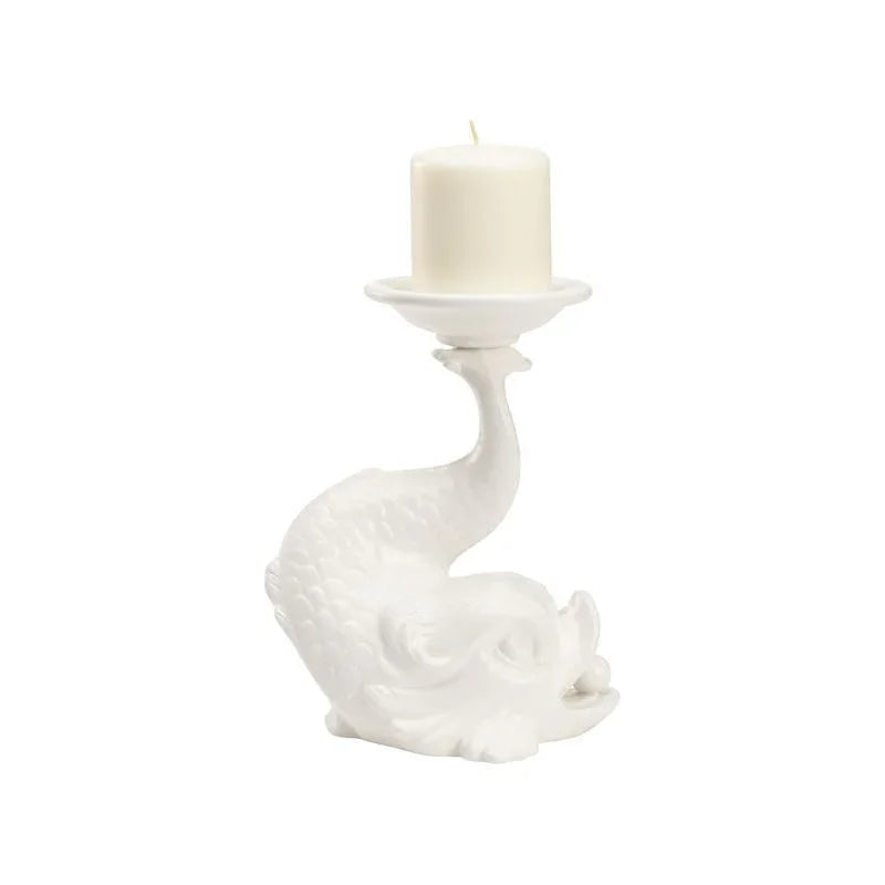 Italian Renaissance Ceramic Dolphin Candleholder - LOOMLAN - Wildwood - Candle Holders