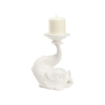 Italian Renaissance Ceramic Dolphin Candleholder - LOOMLAN - Wildwood - Candle Holders
