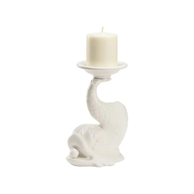 Italian Renaissance Ceramic Dolphin Candleholder - LOOMLAN - Wildwood - Candle Holders