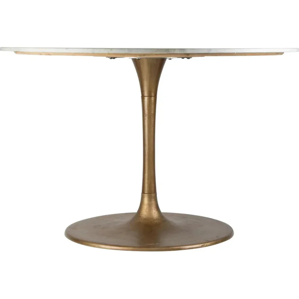 Ithaca Dining Table White & Gold-Dining Tables-Zuo Modern-LOOMLAN