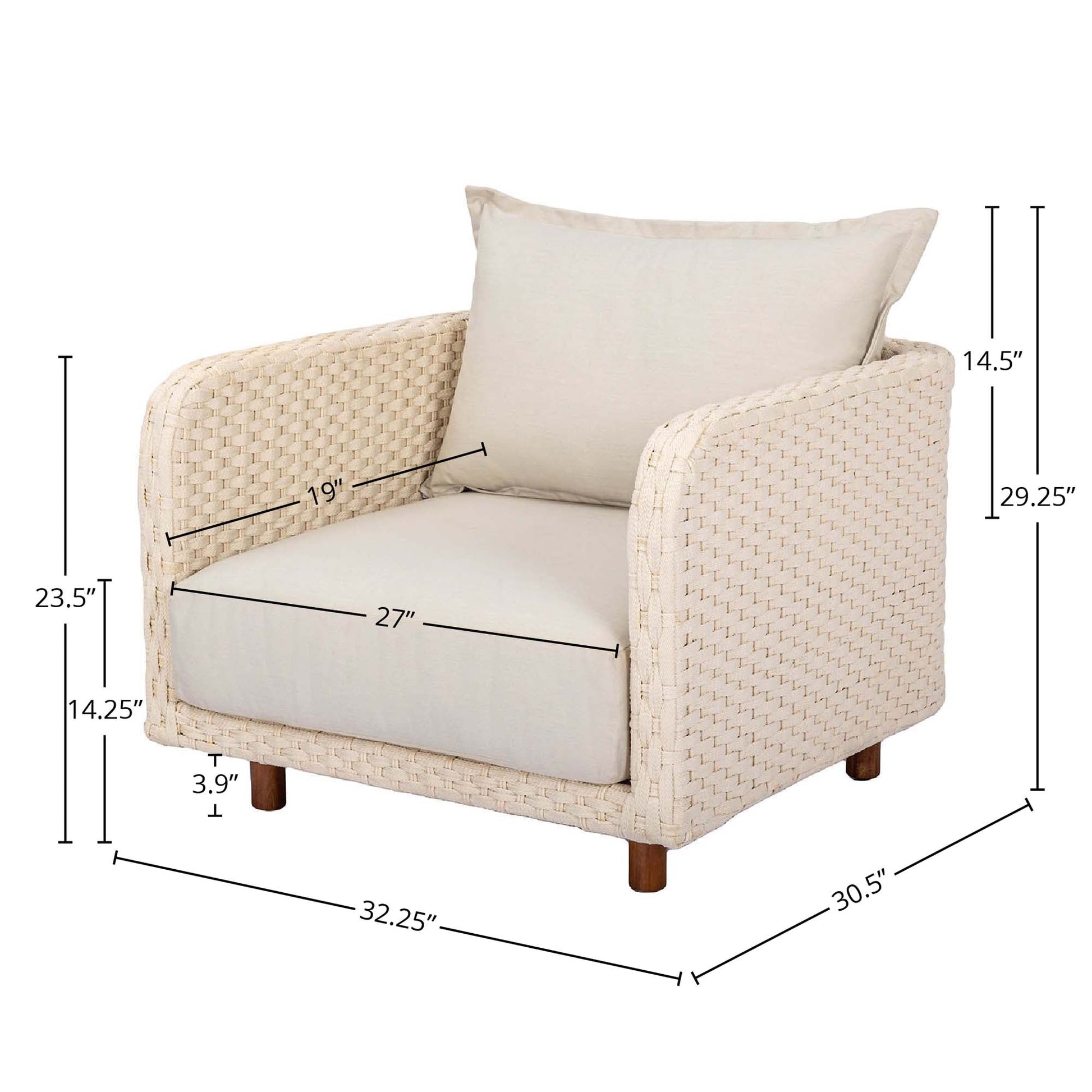 Ivory Coast Fabric Outdoor Club Chair-Outdoor Accent Chairs-LH Imports-LOOMLAN