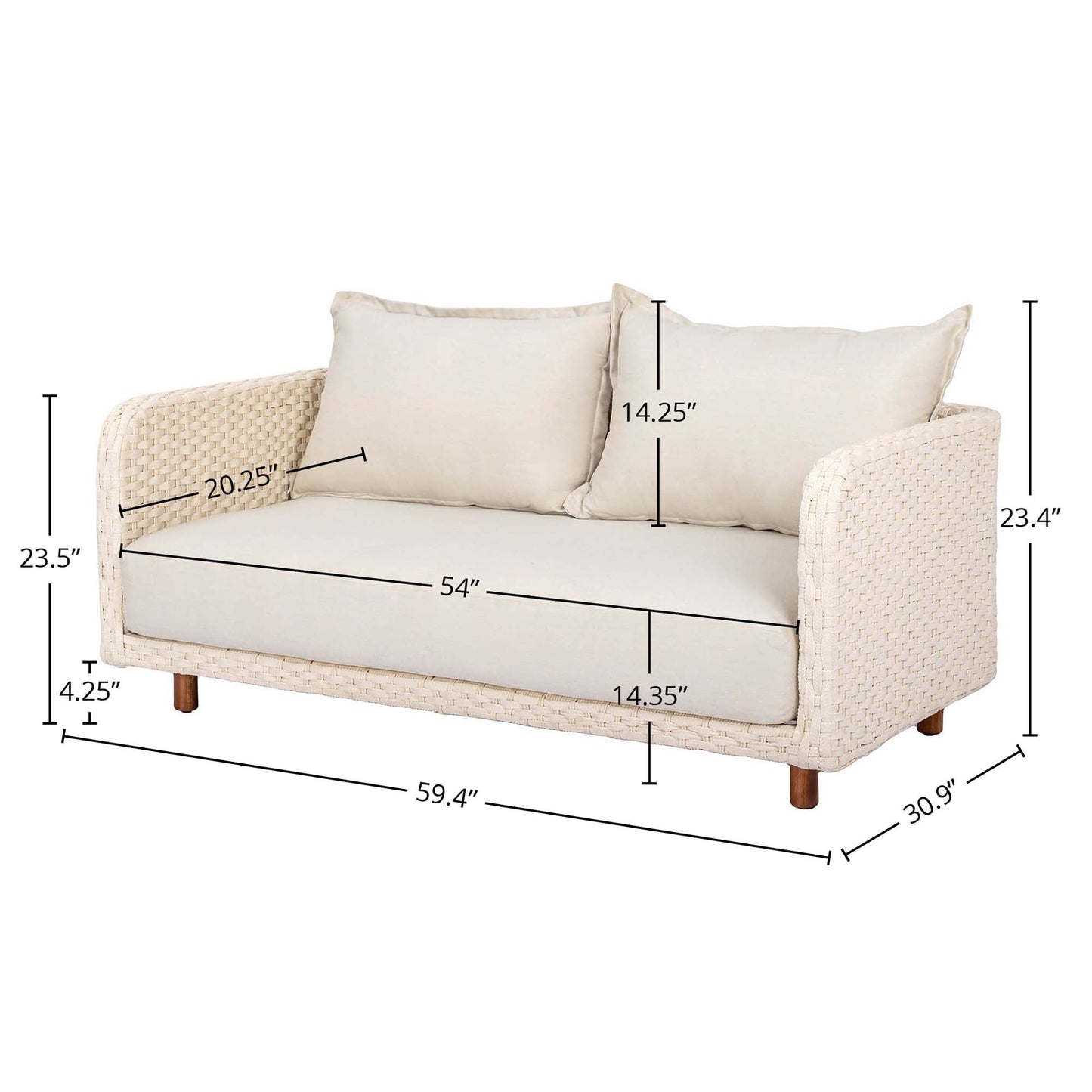 Ivory Coast Fabric Outdoor Loveseat