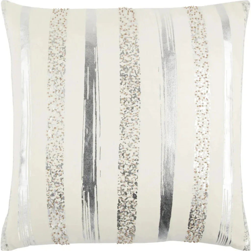Ivory Jill Silver Or Gold Metallic Throw Pillow - LOOMLAN - LOOMLAN - Throw Pillows