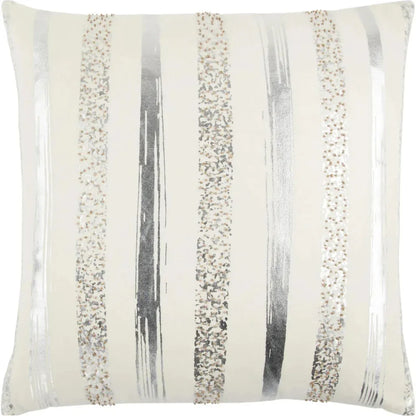 Ivory Jill Silver Or Gold Metallic Throw Pillow - LOOMLAN - LOOMLAN - Throw Pillows