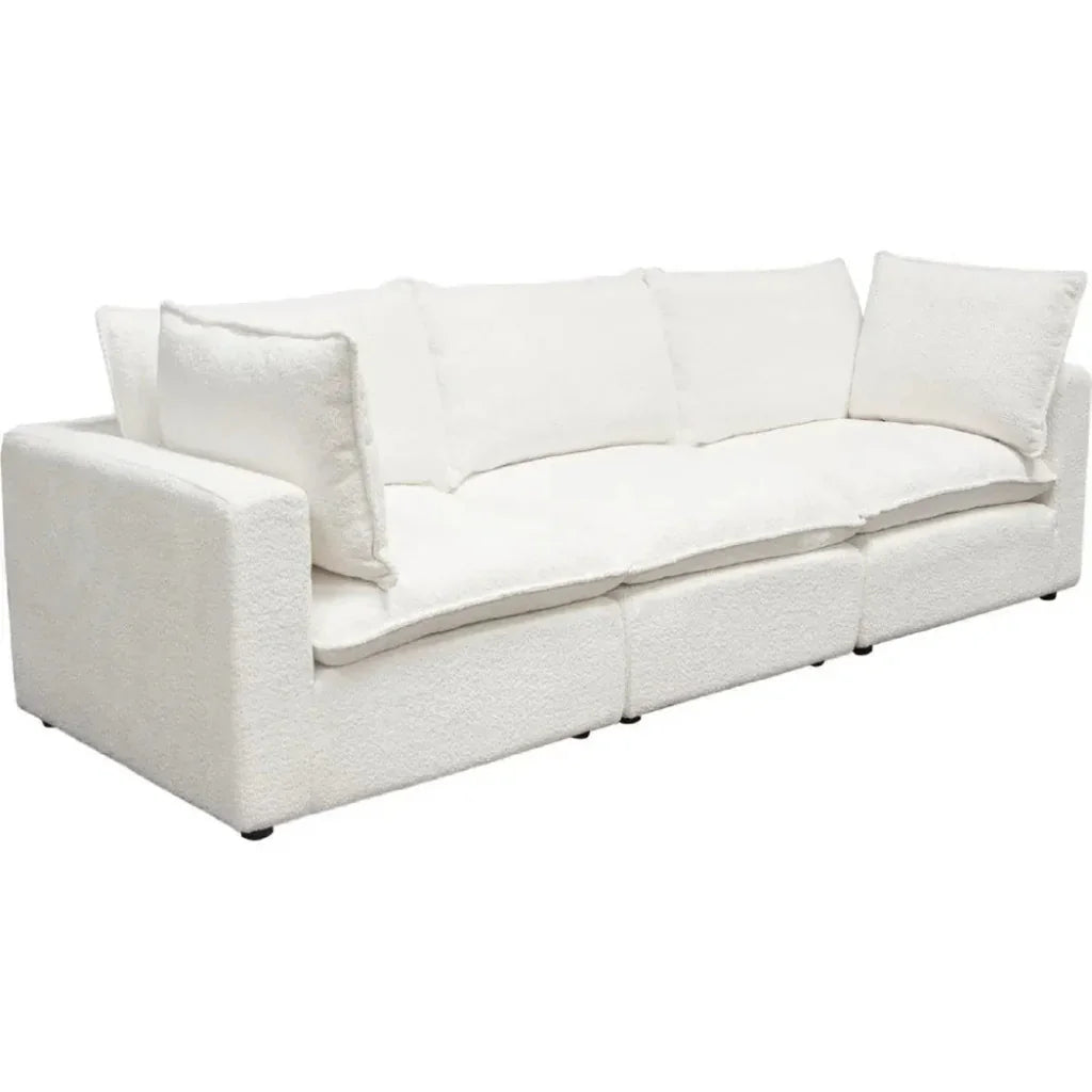 Ivy 3-Piece Modular Sofa White Faux Shearling-Modular Sofas-Diamond Sofa-LOOMLAN