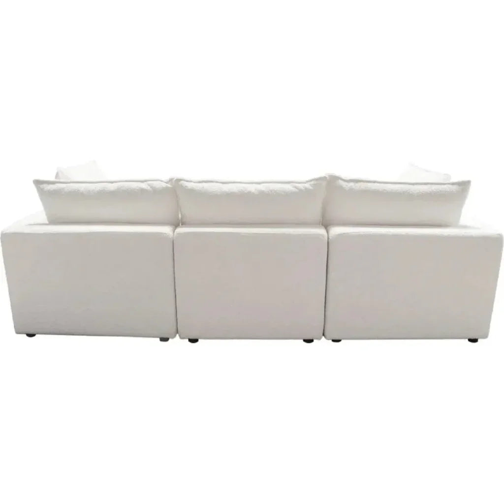 Ivy 3-Piece Modular Sofa White Faux Shearling-Modular Sofas-Diamond Sofa-LOOMLAN