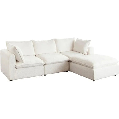 Ivy 4PC Reversible Chaise Sectional White Shearling - LOOMLAN - Diamond Sofa - Sectionals