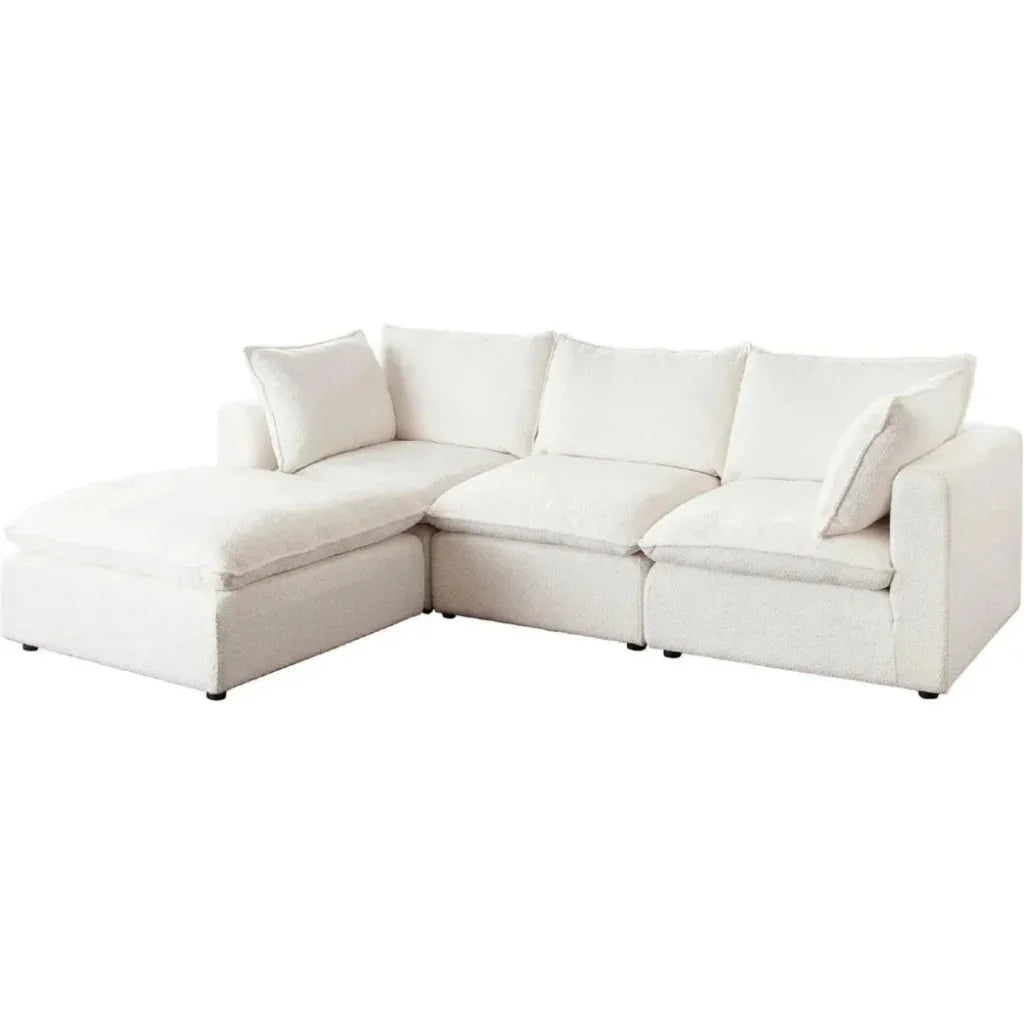 Ivy 4PC Reversible Chaise Sectional White Shearling - LOOMLAN - Diamond Sofa - Sectionals