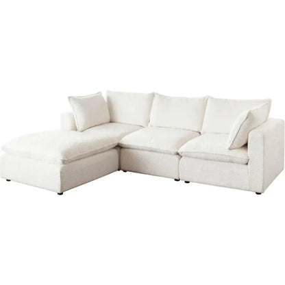 Ivy 4PC Reversible Chaise Sectional White Shearling - LOOMLAN - Diamond Sofa - Sectionals