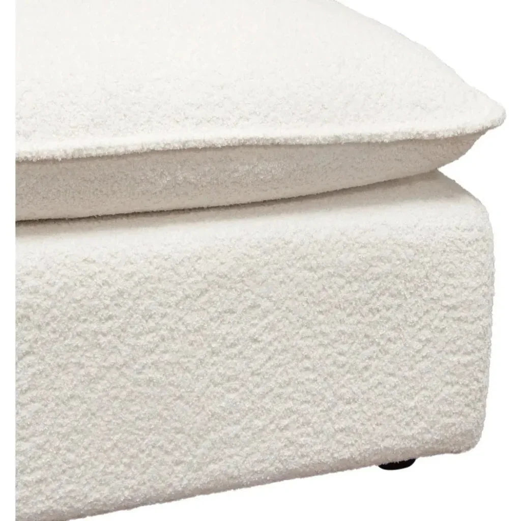 Ivy Square Ottoman in White Faux Shearling - LOOMLAN - Diamond Sofa - Ottomans