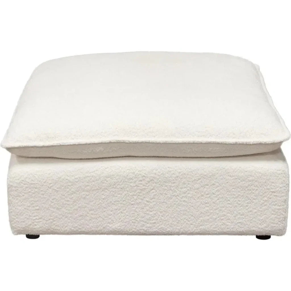 Ivy Square Ottoman in White Faux Shearling - LOOMLAN - Diamond Sofa - Ottomans