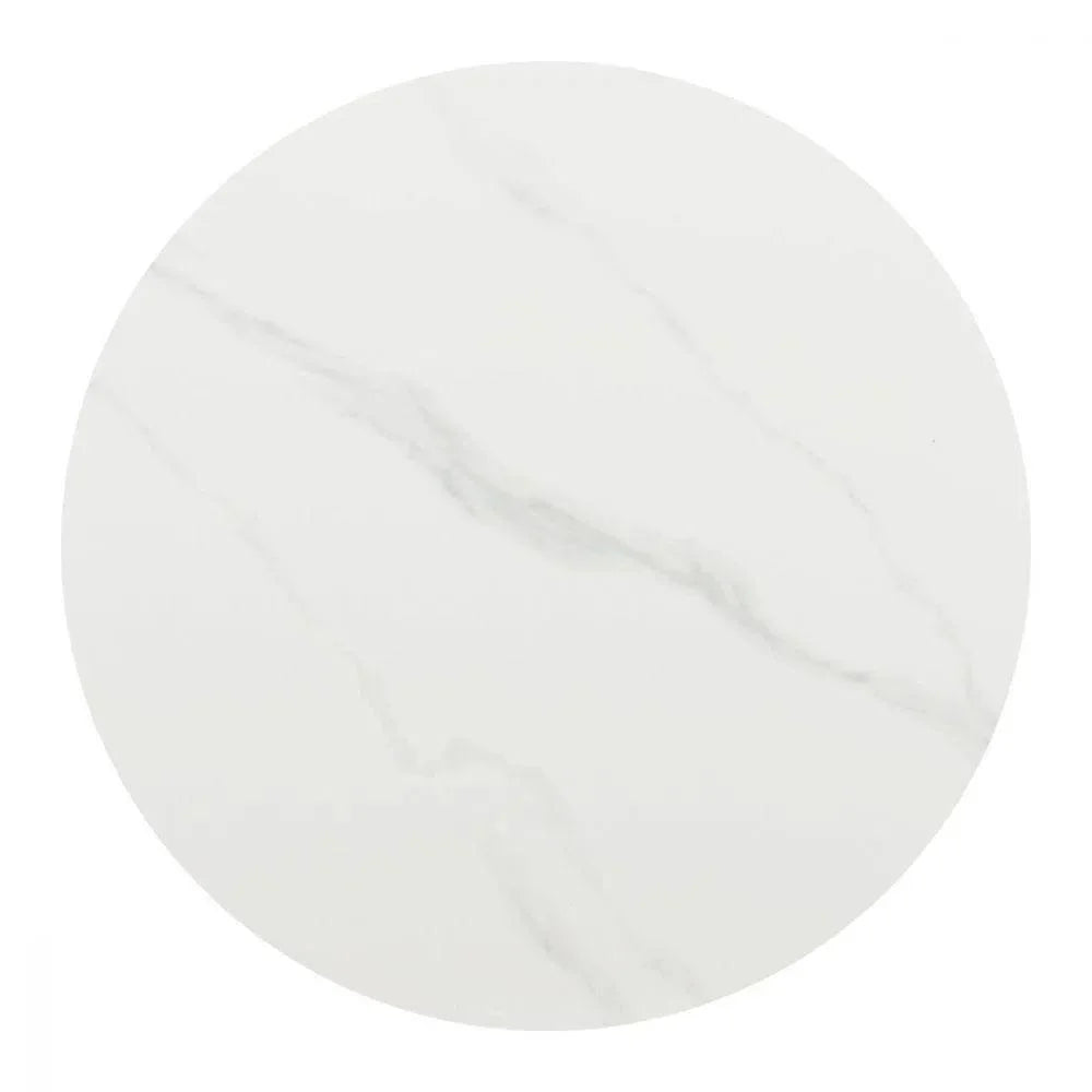 Izar Stone & Steel White Round Dining Table-Dining Tables-Zuo Modern-LOOMLAN