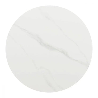 Izar Stone & Steel White Round Dining Table-Dining Tables-Zuo Modern-LOOMLAN