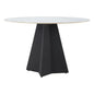 Izar Stone & Steel White Round Dining Table-Dining Tables-Zuo Modern-LOOMLAN