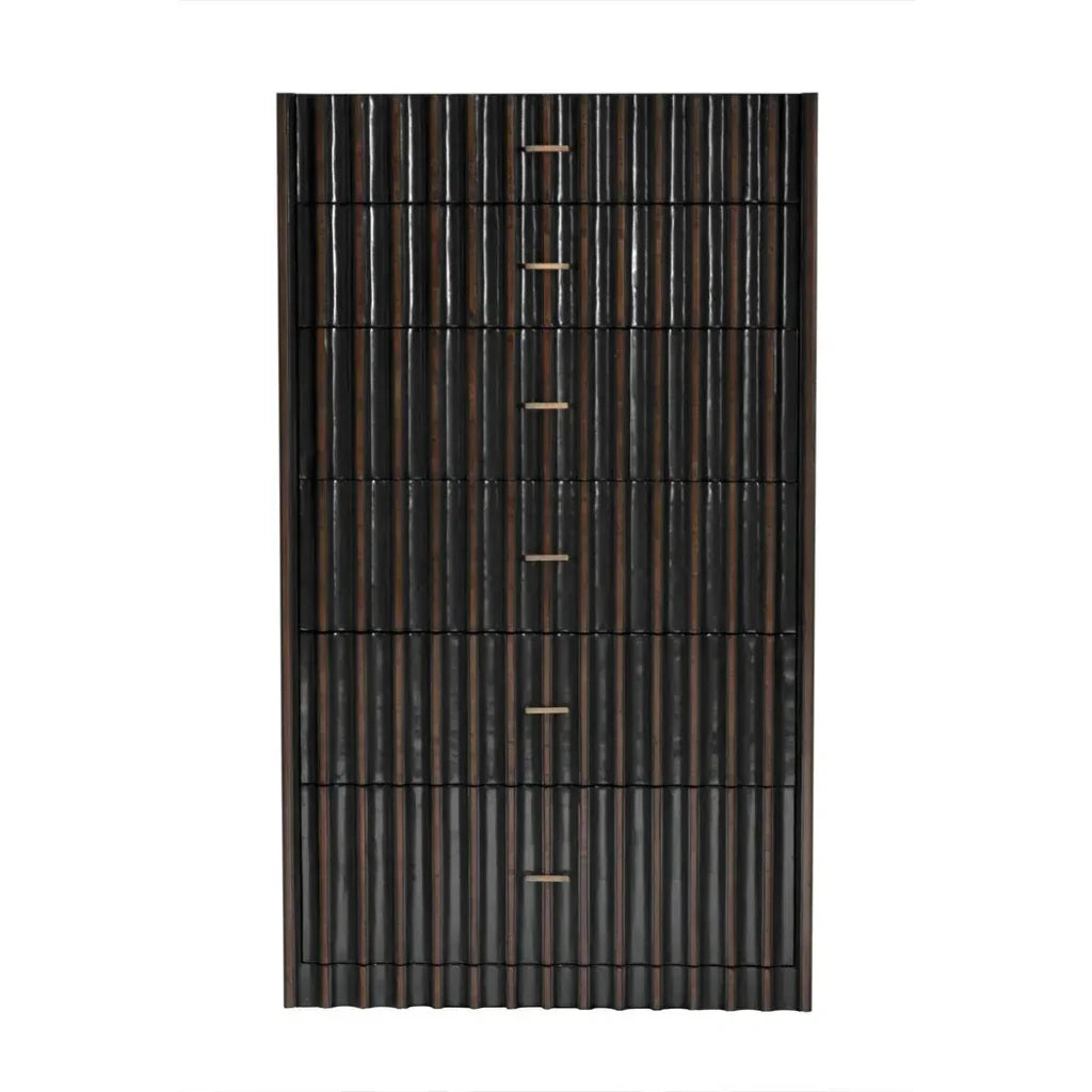 Izzy Wood and Brass Black Tallboy - LOOMLAN - Noir - Dressers