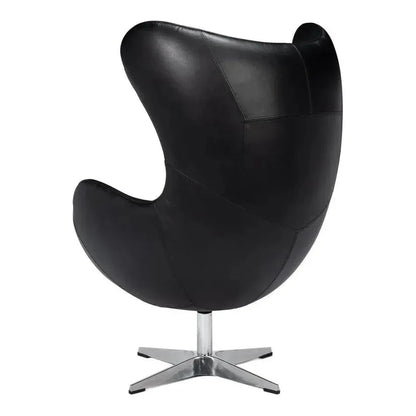 Jacobean Mid 20th Century Egg Leather Black Chair - LOOMLAN - Sarreid - Accent Chairs