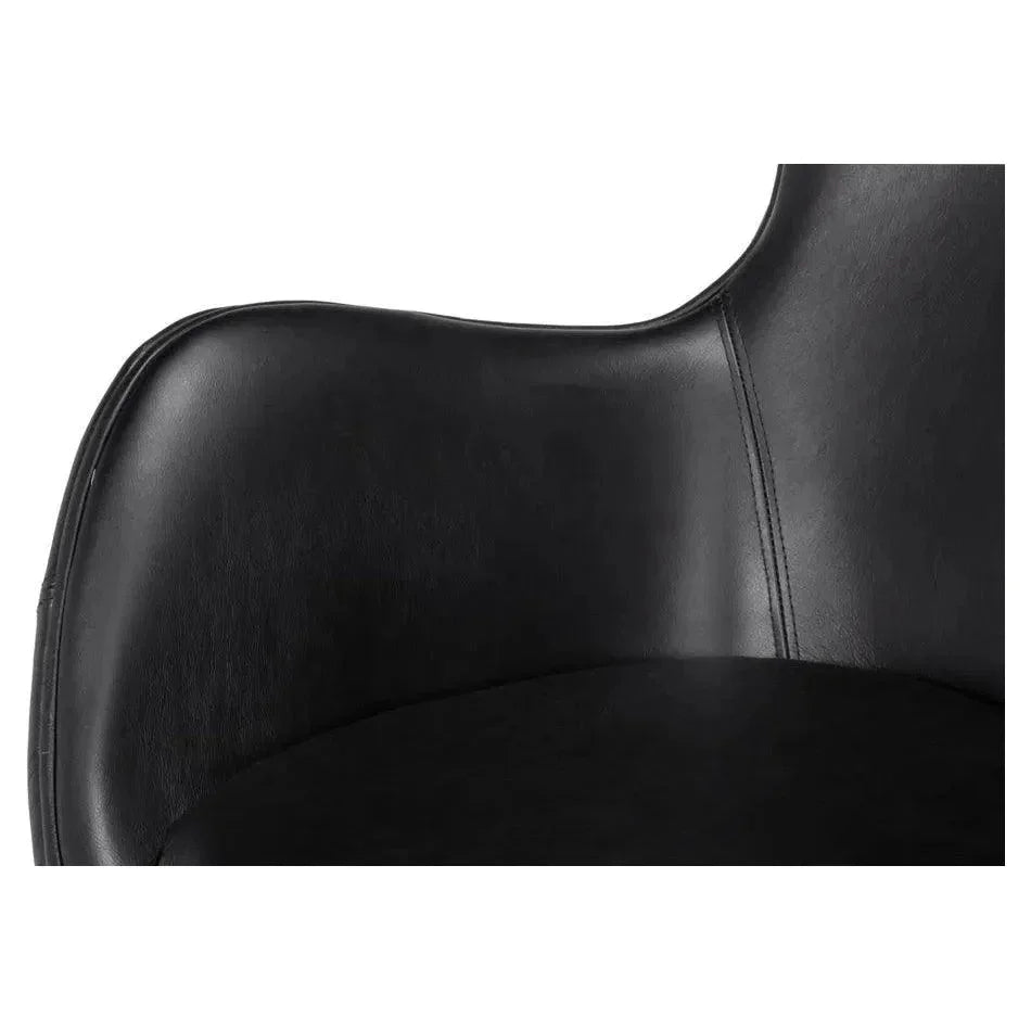 Jacobean Mid 20th Century Egg Leather Black Chair - LOOMLAN - Sarreid - Accent Chairs