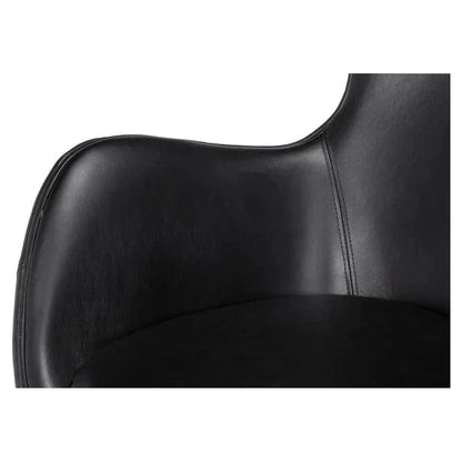 Jacobean Mid 20th Century Egg Leather Black Chair - LOOMLAN - Sarreid - Accent Chairs