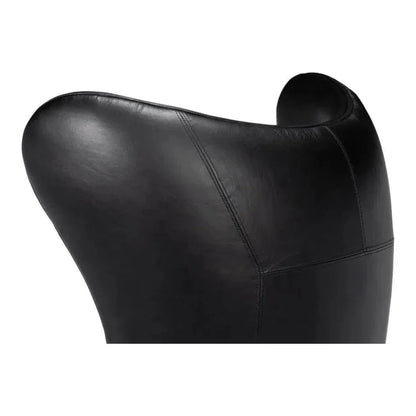 Jacobean Mid 20th Century Egg Leather Black Chair - LOOMLAN - Sarreid - Accent Chairs