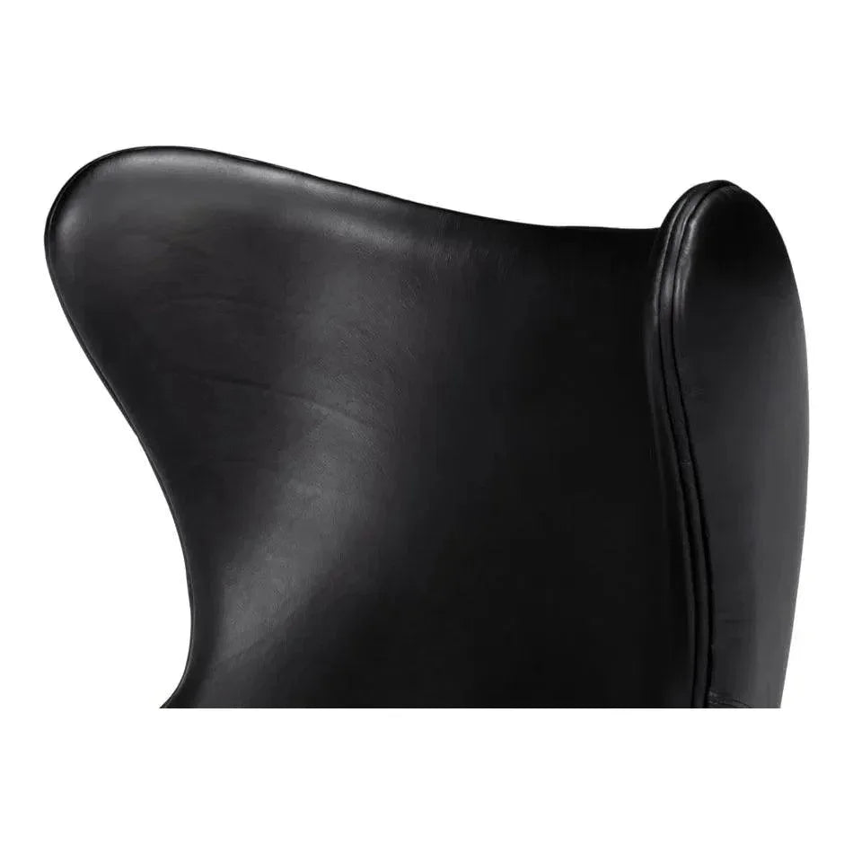 Jacobean Mid 20th Century Egg Leather Black Chair - LOOMLAN - Sarreid - Accent Chairs
