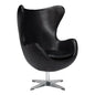 Jacobean Mid 20th Century Egg Leather Black Chair - LOOMLAN - Sarreid - Accent Chairs