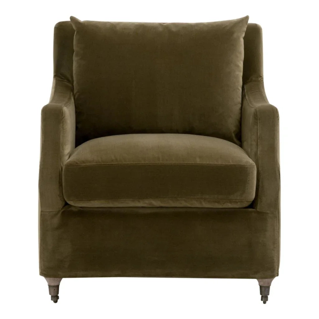 Jade Olive Velvet Slipcover Club Chair - LOOMLAN - Essentials For Living - Club Chairs