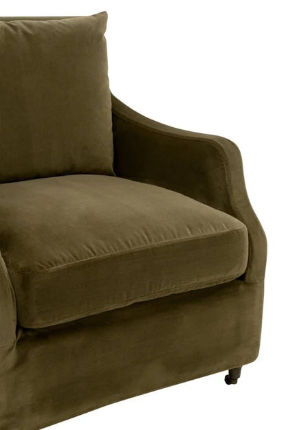Jade Olive Velvet Slipcover Club Chair - LOOMLAN - Essentials For Living - Club Chairs