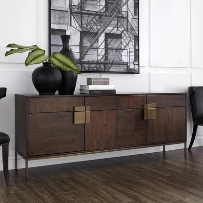 Jade Sideboard Antique Brass Dark Wood Storage - LOOMLAN - SUNPAN - Sideboards