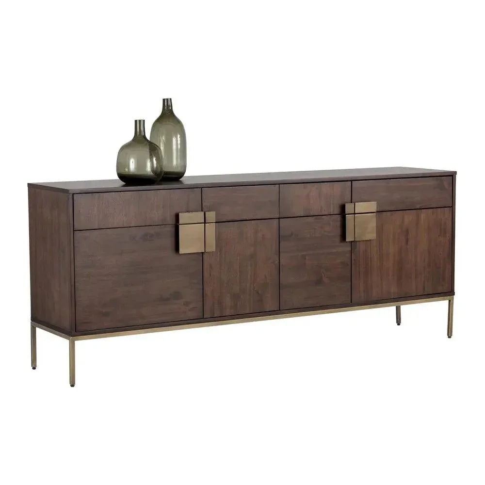 Jade Sideboard Antique Brass Dark Wood Storage - LOOMLAN - SUNPAN - Sideboards