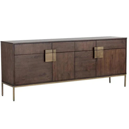 Jade Sideboard Antique Brass Dark Wood Storage - LOOMLAN - SUNPAN - Sideboards