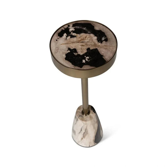 Jael Brass Framed Round Drink Table - LOOMLAN - Urbia - Side Tables