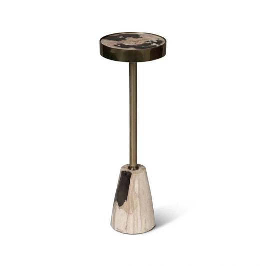 Jael Brass Framed Round Drink Table - LOOMLAN - Urbia - Side Tables