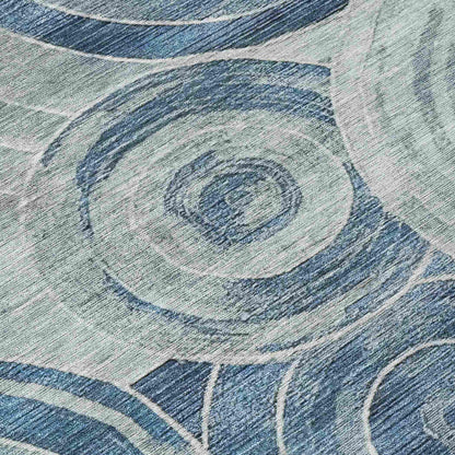 Jaelain Blue Washable Indoor-Outdoor Rug
