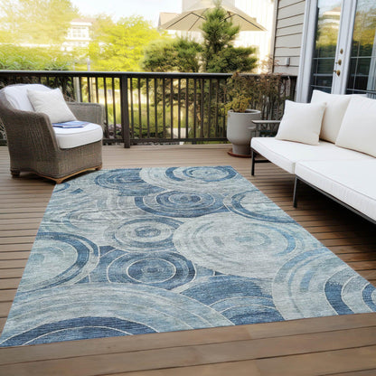 Jaelain Blue Washable Indoor-Outdoor Rug