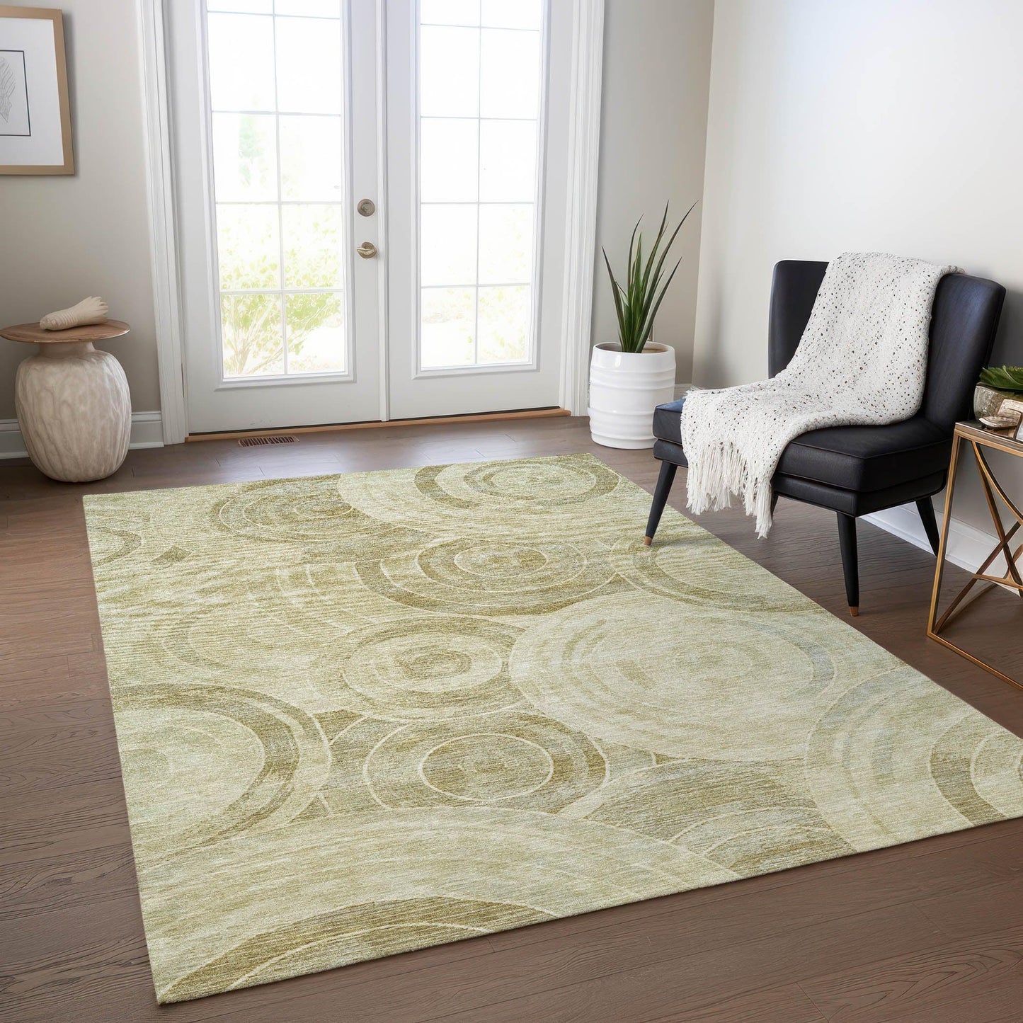 Jaelain Gold Washable Indoor-Outdoor Rug
