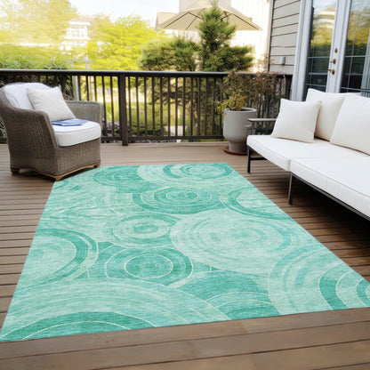 Jaelain Teal Washable Indoor-Outdoor Rug