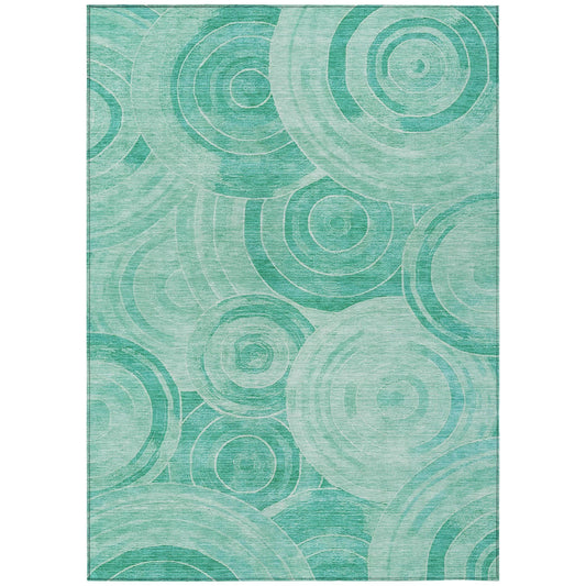 Jaelain Teal Washable Indoor-Outdoor Rug